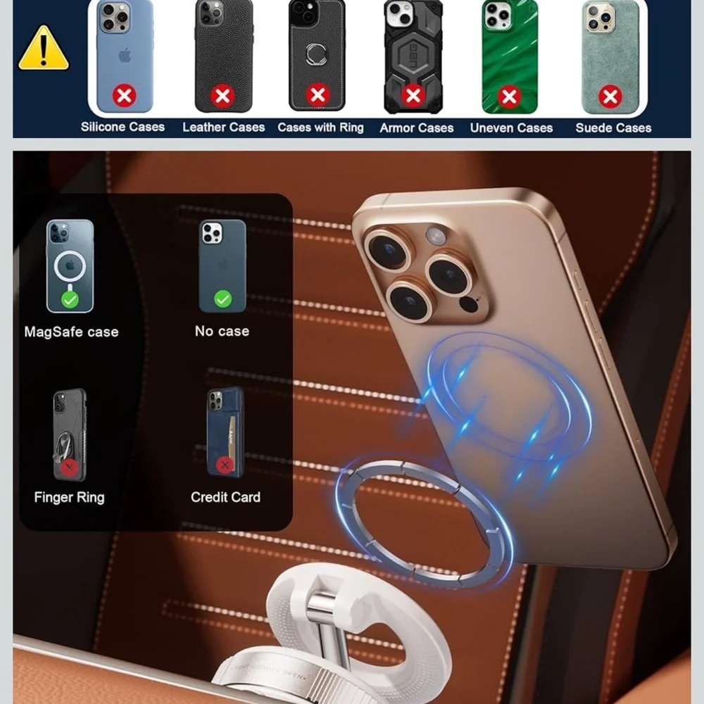 Magnetic Vacuum Suction Phone Mount - Black